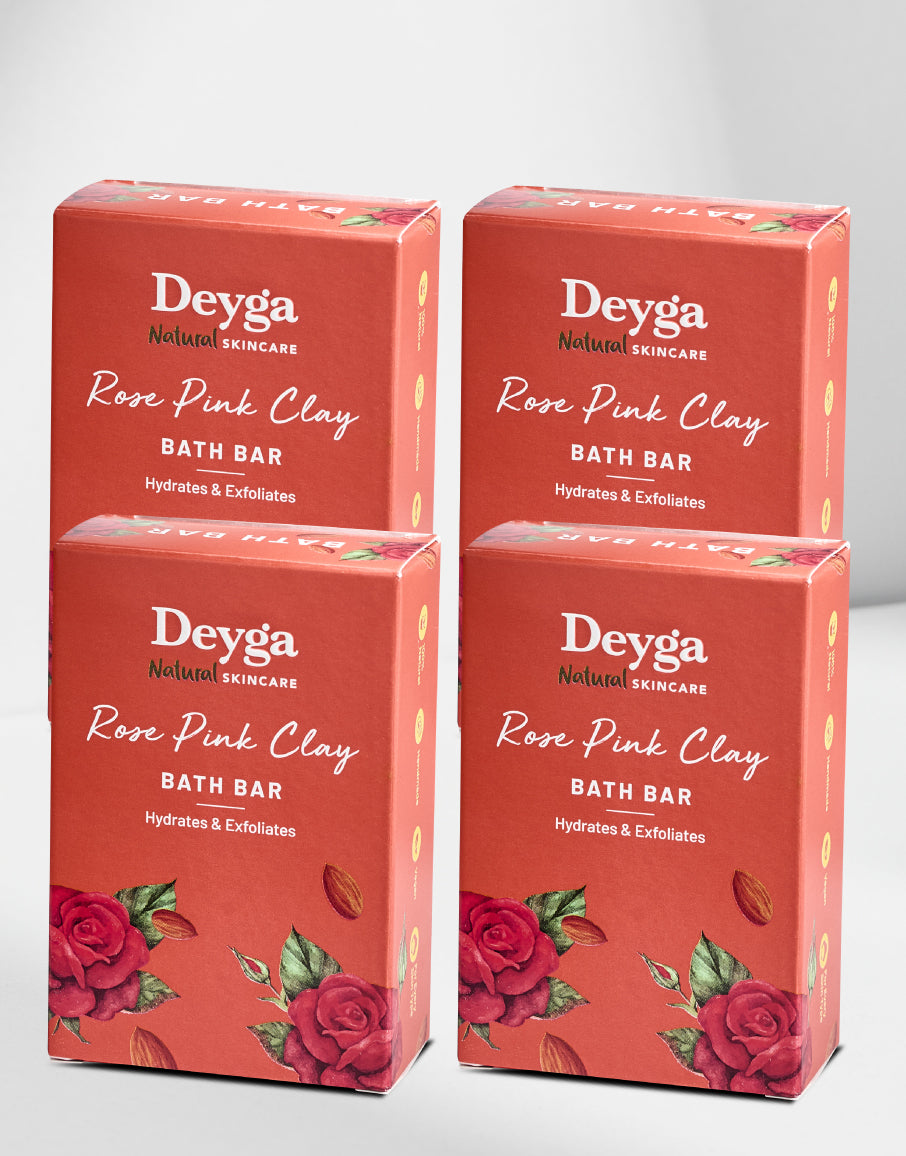 Deyga Rose Pink Clay Bath bar pack of 4